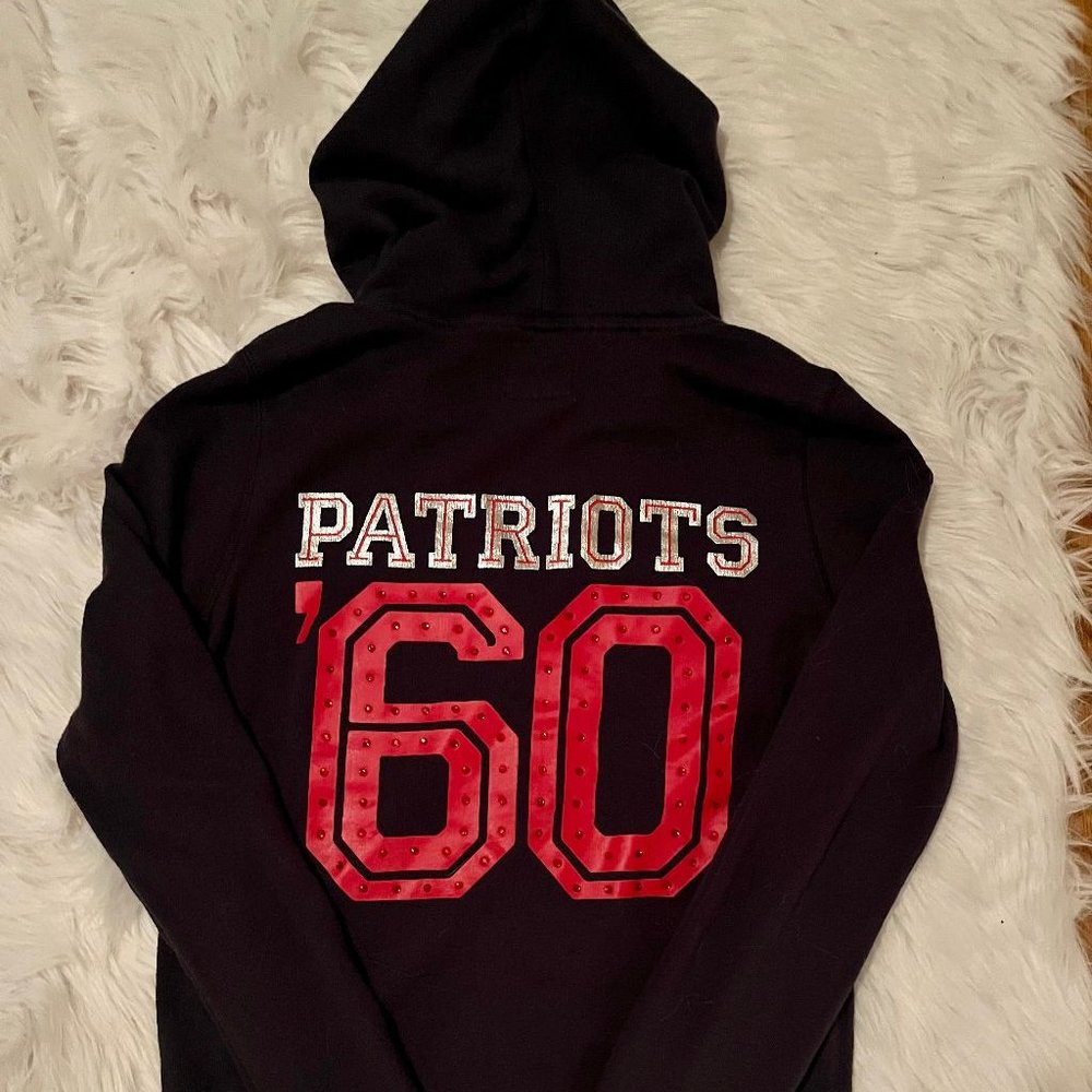 Victoria Secret Pink NFL New England Patriots Hoodie Sweatshirt RHINESTONES 60 S
